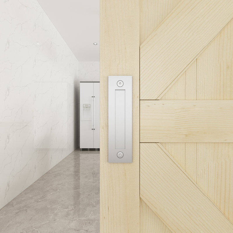 JUBEST 12 in. Double Side Sliding Door Handle Flush and Pull Hardware Set Steel, Silver
