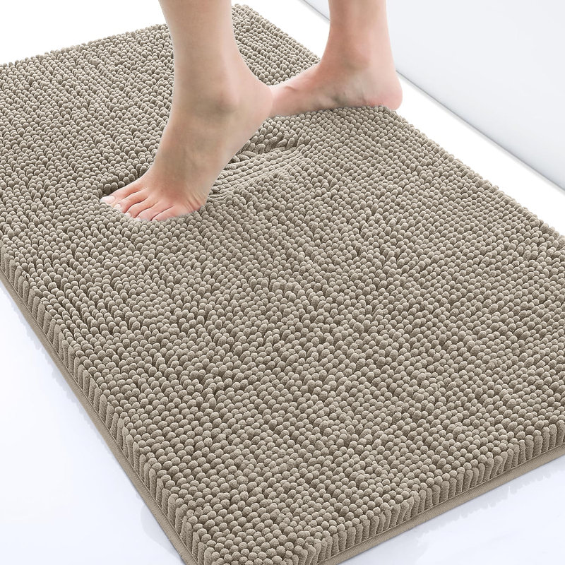 Chenille Non-Slip Non-Slip Bath Mat, Silver, 40cm Width X 60cm Length