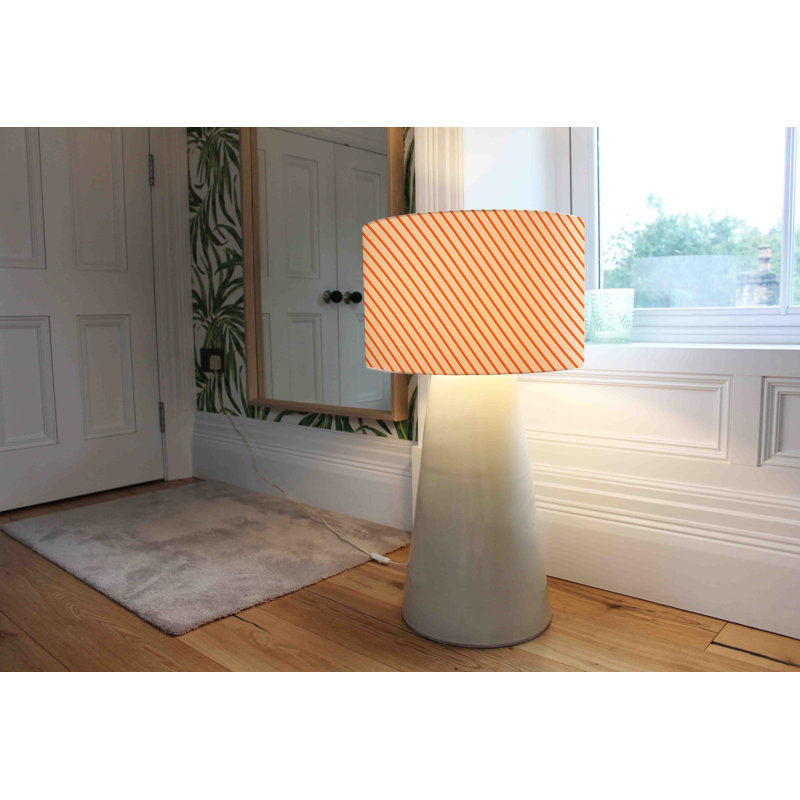 Orange Lines 25cm H Cotton Drum Lamp Shade ( Uno )