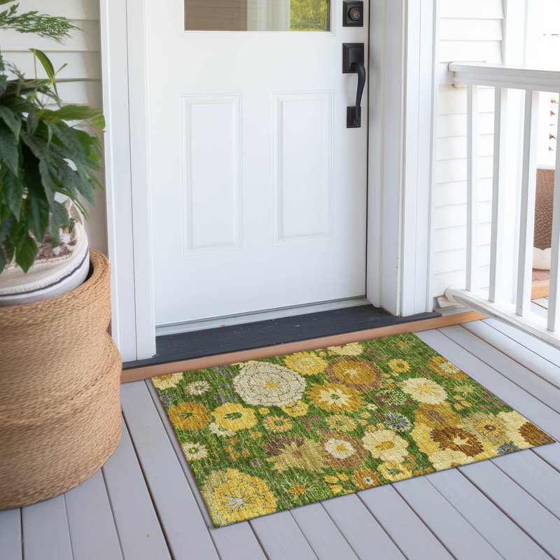 Machine Washable Indoor/Outdoor Emelia ACN2294 Floral Rug, Rectangle 1'8" x 2'6"