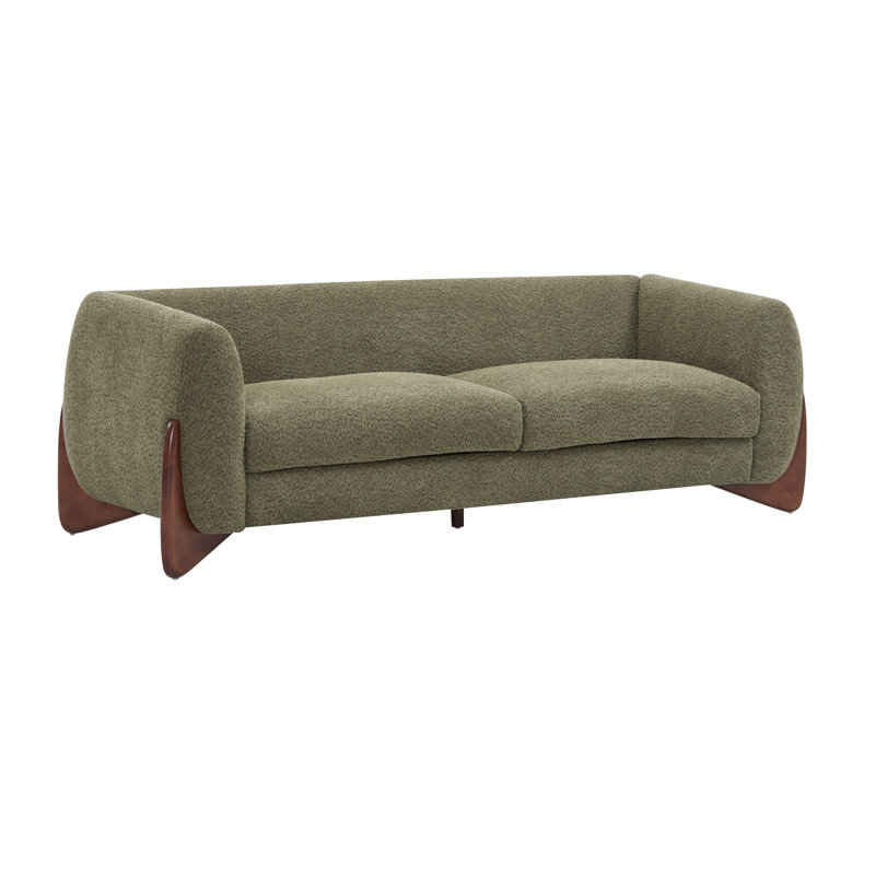 Canapé Rhudine Boucle, H 27 po x l 82,75 po x P 32 po, 3, Vert olive