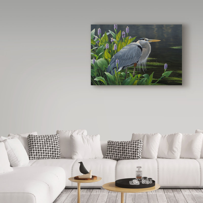«Biding Time Great Blue Heron» par Berrien, impression sur toile tendue, H 22 po x l 32 po x P 2 po