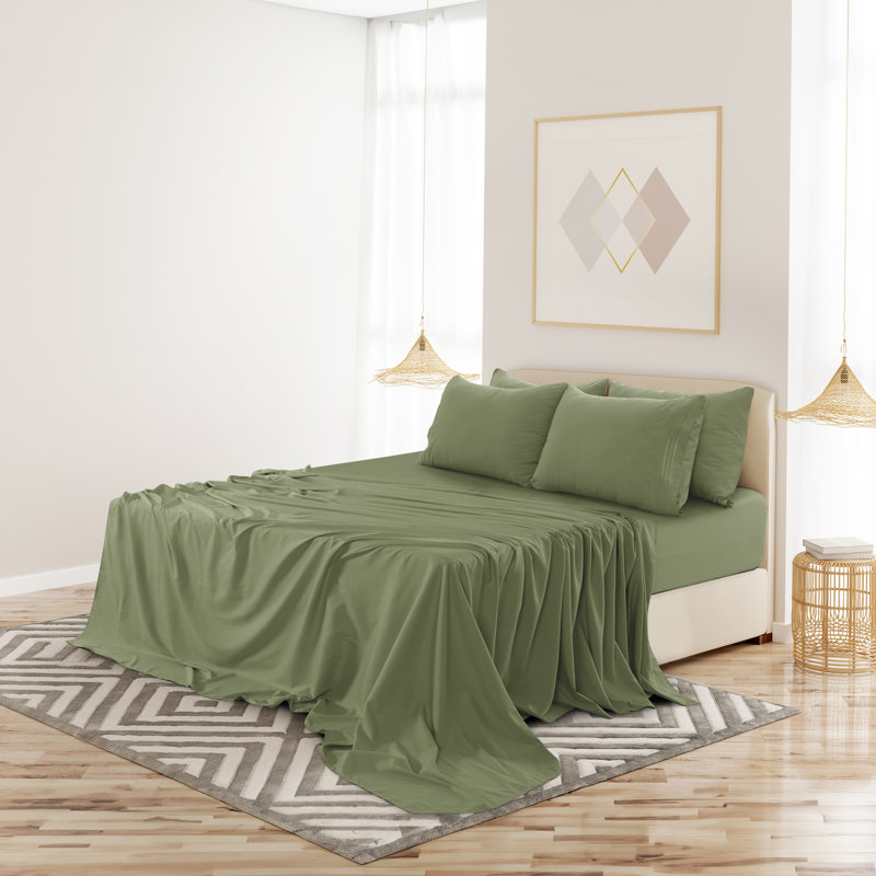 Lux Decor 6-Piece Ultra-Soft Microfiber Sheet Set Deep Pocket Fitted Sheet, Wrinkle & Fade-Resistant, Hotel Quality Bedding