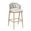 Outdoor 30.25" Seat Height Aluminum Frame Barstools With PE Rattan Scallop-Shaped Backrest, Set Of 2-927363853