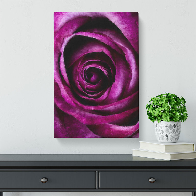 Striking Purple Rose - Wrapped Canvas Painting, 76cm H x 50cm W x 3cm D