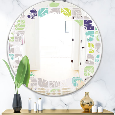 Leaves Floral Pattern XIII Cottage Americana Frameless Wall Mirror