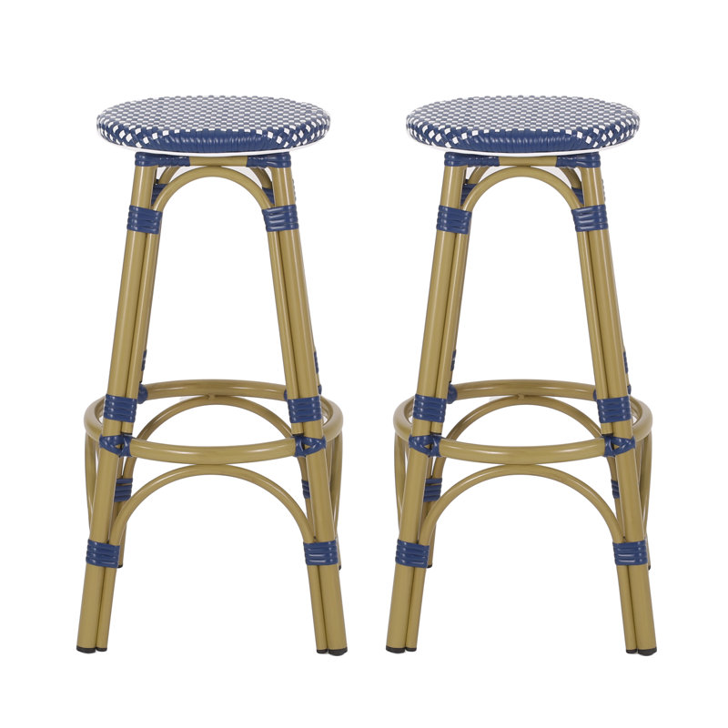 Tabouret de bar 29,5 po Piersten, Brun clair / bleu marine