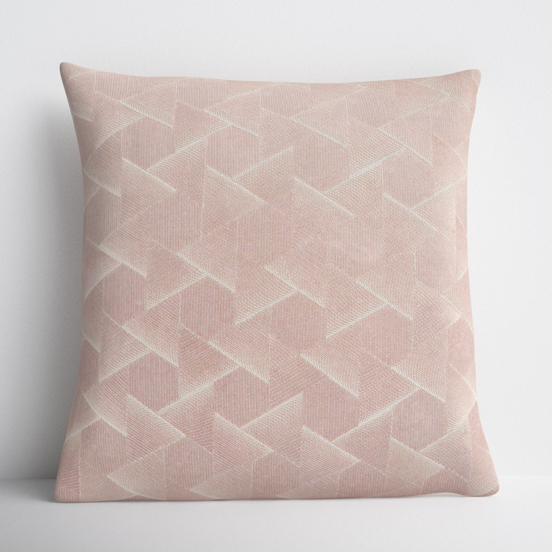 Gretchen Geometric Cotton Throw Pillow, Blush, Down