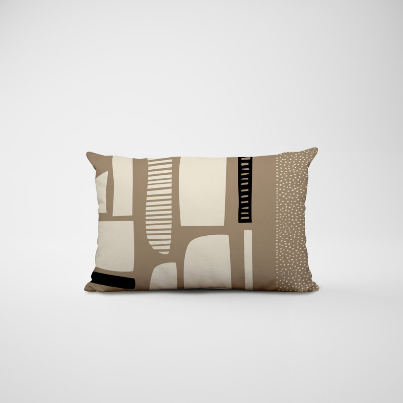 Chamu Polyester/Polyester Blend Lumbar Rectangular Indoor/Outdoor Pillow Cover & Insert, Beige / Black