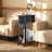 Side Table With Charging Station And Drawer, Narrow End Table With USB Ports And Outlets, With 4 Wheels,(Black)