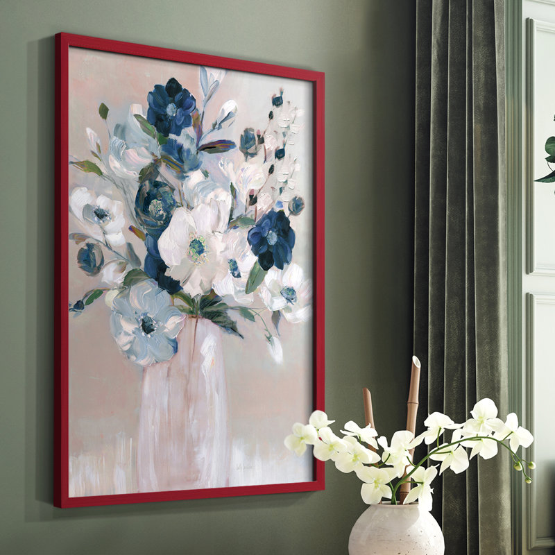 Touch of Teal Arrangement II, reproduction encadrée - bois massif, Rouge, H 10 po x l 8 po