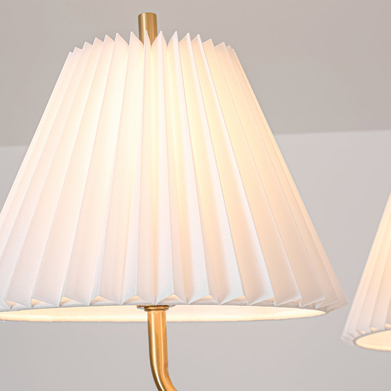 Lustre Morvan 6 - Abat-jour en tissu blanc pâle pour salon