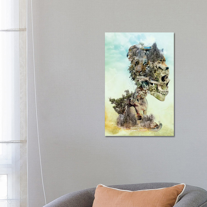 Nature Skull by Riza Peker - Wrapped Canvas Painting, 66.04 cm H x 45.72 cm W x 1.91 cm D