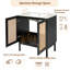 Meuble-lavabo de 30 pouces fabriqué à partir de matériaux naturels, avec des portes en rotin faites à la main et des mécanismes de fermeture en douceur-408377963