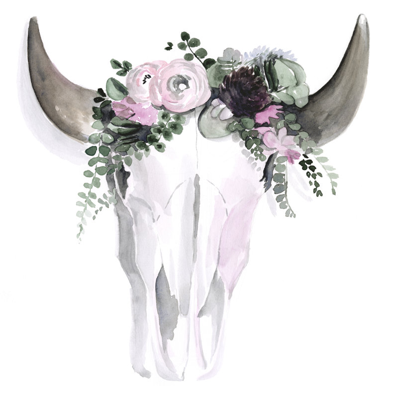 «Bohemian Horns I», peinture sur toile, H 20 po x l 20 po, Toile tendue