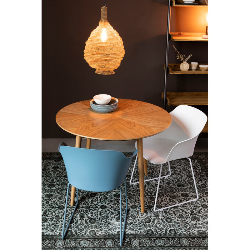 Fabio Round Solid Oak Dining Table, Brown