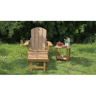 Chaises longues d'extérieur 2 pièces, chaise Adirondack avec porte-gobelet intégré