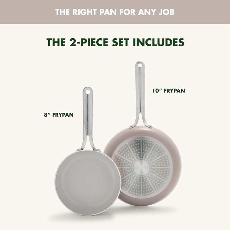 GreenPan Nova 2 Piece Frypan Set, Clay