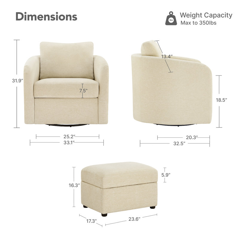 Repose-pieds l 23,6 po avec rangement, Beige