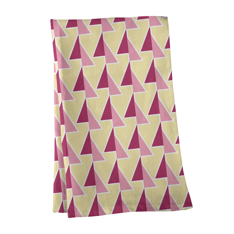 Torchon à flèches, Rose, rouge et jaune, Croisé en coton