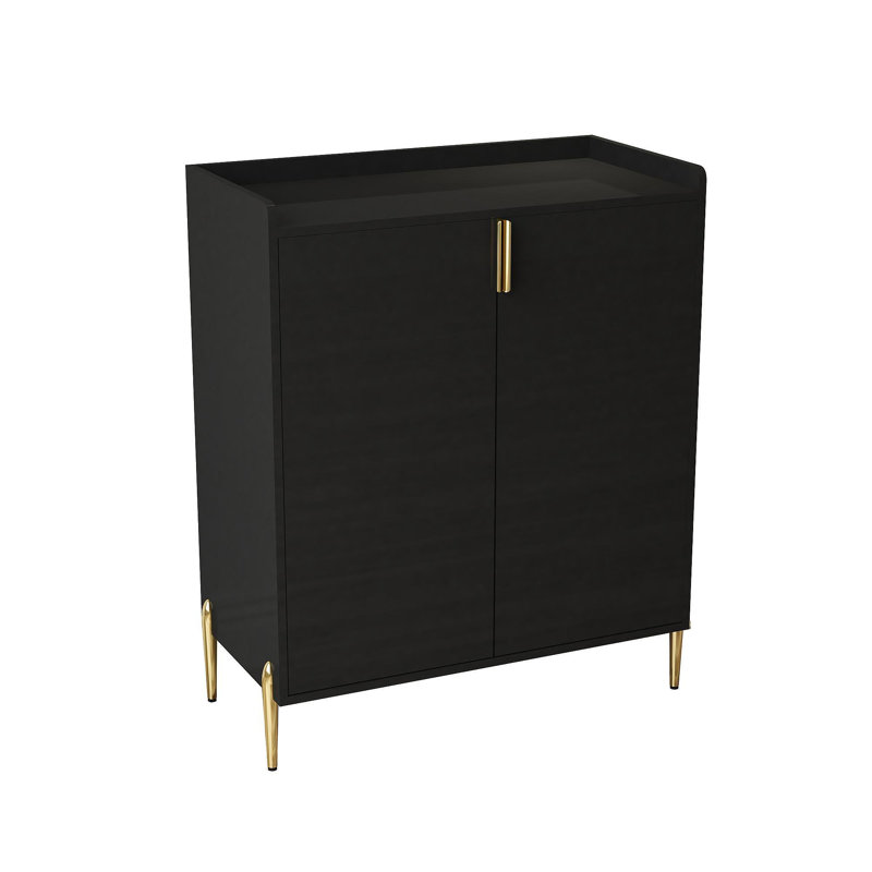2 Doors Home Wine Bar Cabinet With Wine Rack & Adjustable Storage Shelf, Modern Sideboard With Soft-Closing Hinge, Dinning Room Buffet Cabinet, Liquor Cabinet Kitchen, Living Room Coffee Cart BLACK