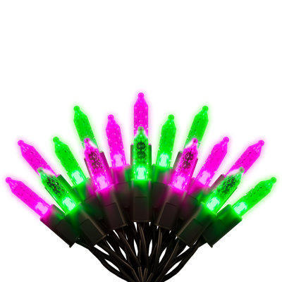 12,5 pi - 50 lumières vertes et mauves à facettes M5 à DEL de qualité commerciale imperméables pour la décoration des Fêtes, décorations de Noël
