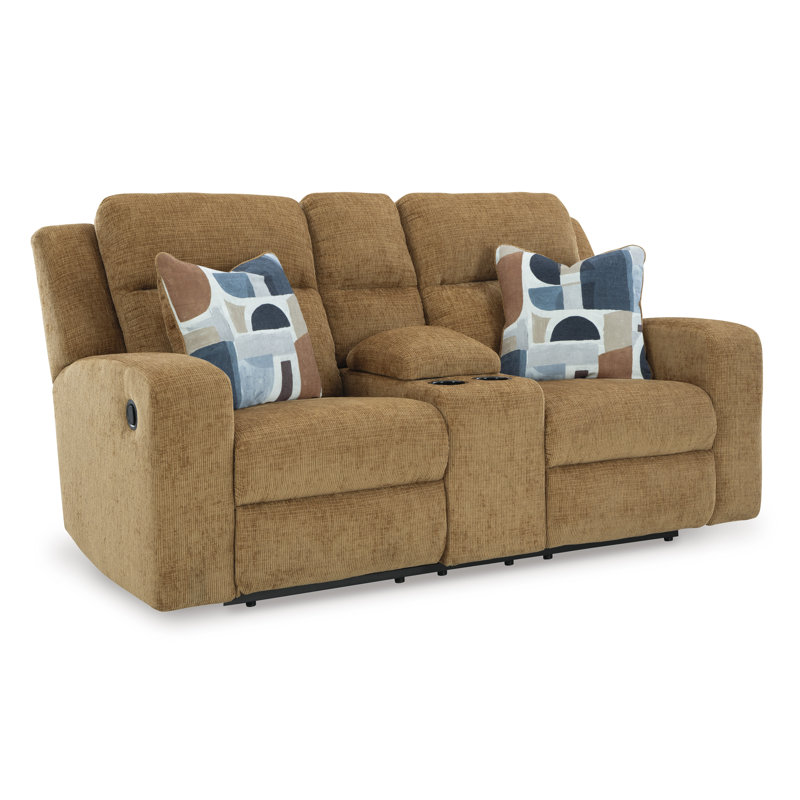 Causeuse inclinable avec console Keagin, Brun