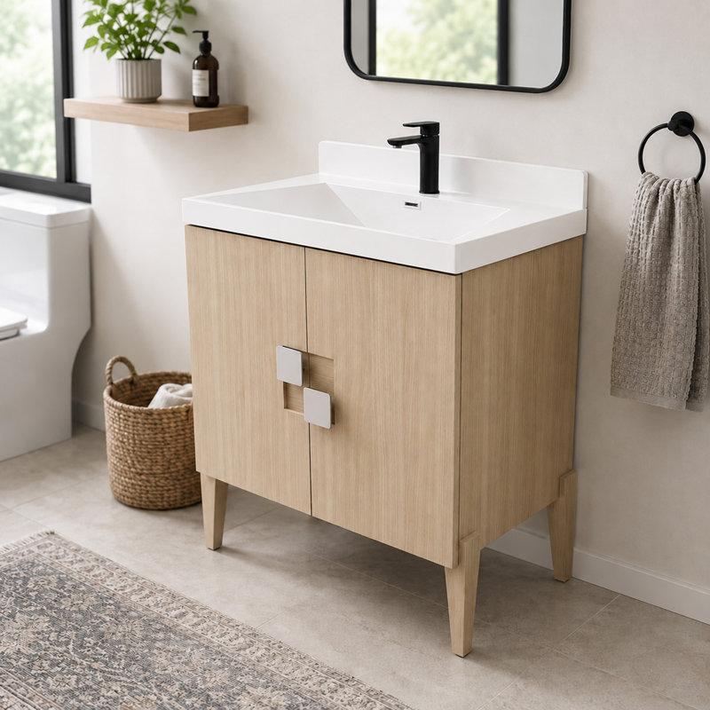 Ensemble de meuble-lavabo simple 31 po Fetnete, Neuturel, Blanc