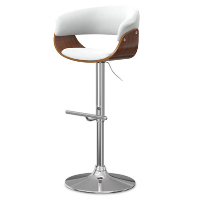 Sheldon Adjustable Swivel Upholstered Mid-Century Modern Bar Stool with Chrome Base