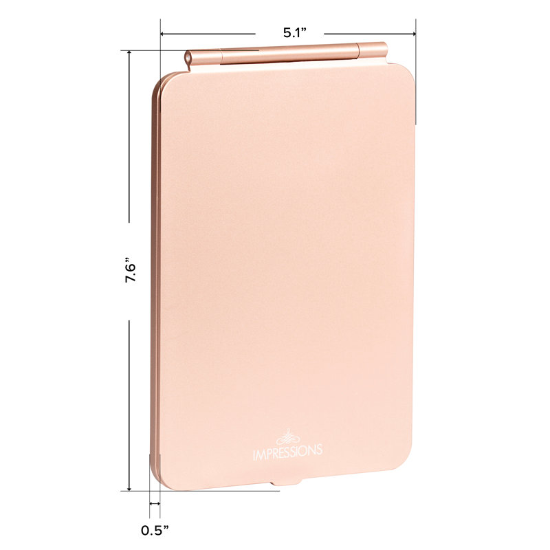 Mini-miroir à maquillage tactile à trois touches avec couvercle rabattable et miroir de coiffeuse, Or rose
