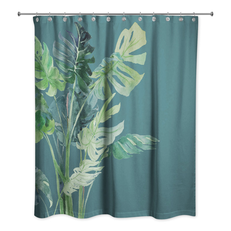 Houseplant Print Shower Curtain, Teal