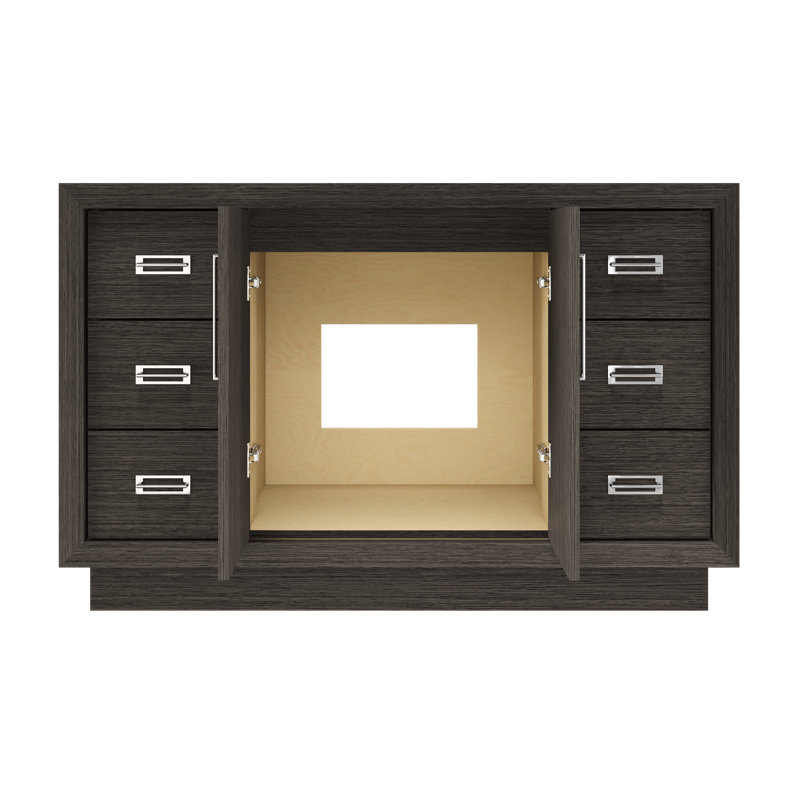 Avalon Single Extra Wide Bath Vanity, Gray Weathered, Polished Chrome, 54"