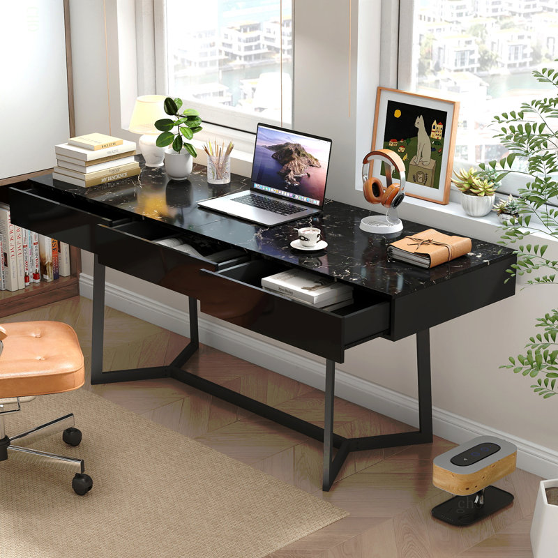 Bureau d'ordinateur moderne 70,87 ", bureau d'étude et de travail, pieds en Y en métal