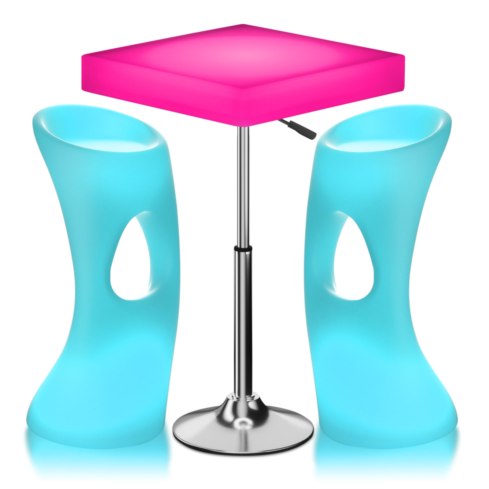 Wrought Studio 3 Piece Rechargeable 2 Person LED Light Up Outdoor Bar ...