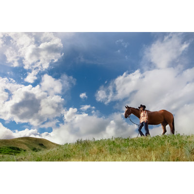 Young woman and her horse 1 Piece Wall Art on Canvas