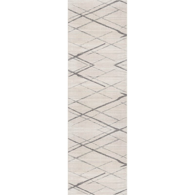2' X 6' Gray Geometric Dhurrie Area Rug