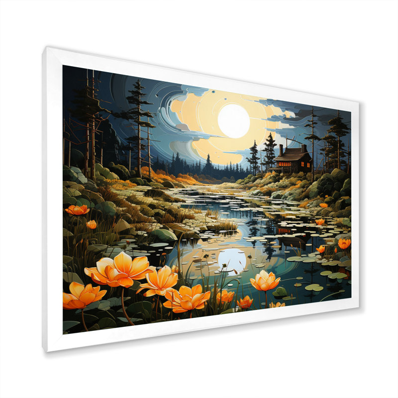 Banasky Barn Of Reflections sur toile, H 34 po x l 44 po x P 1,5 po, Cadre photo blanc