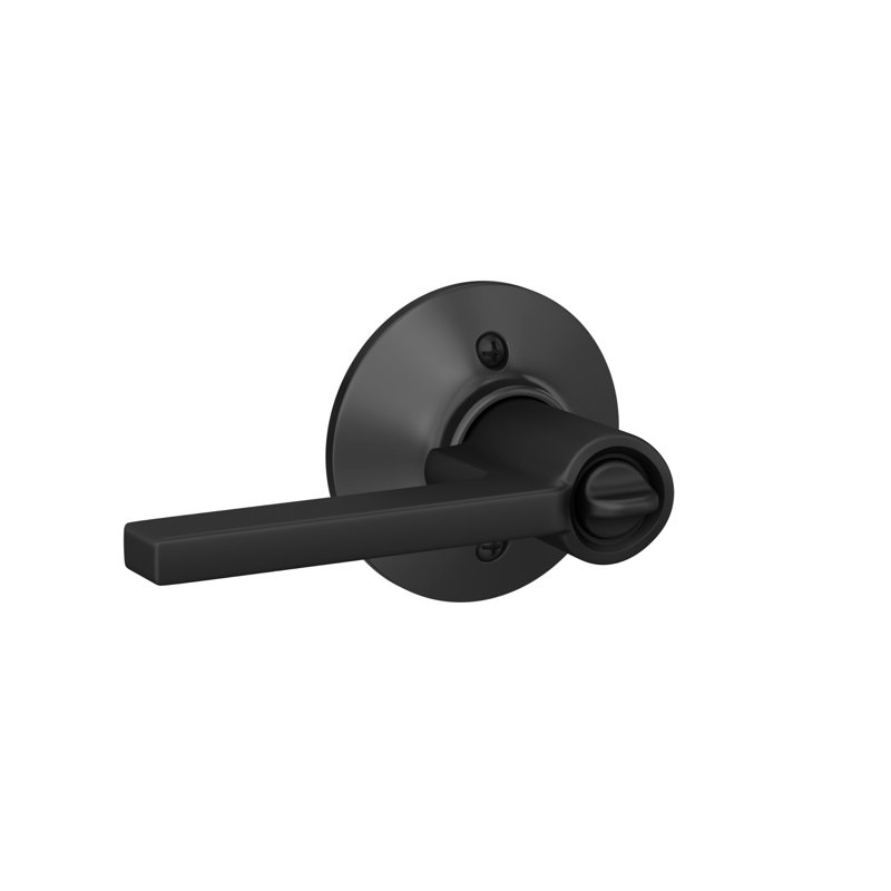 Latitude Keyed Door Lever with Round Rosette, Matte Black