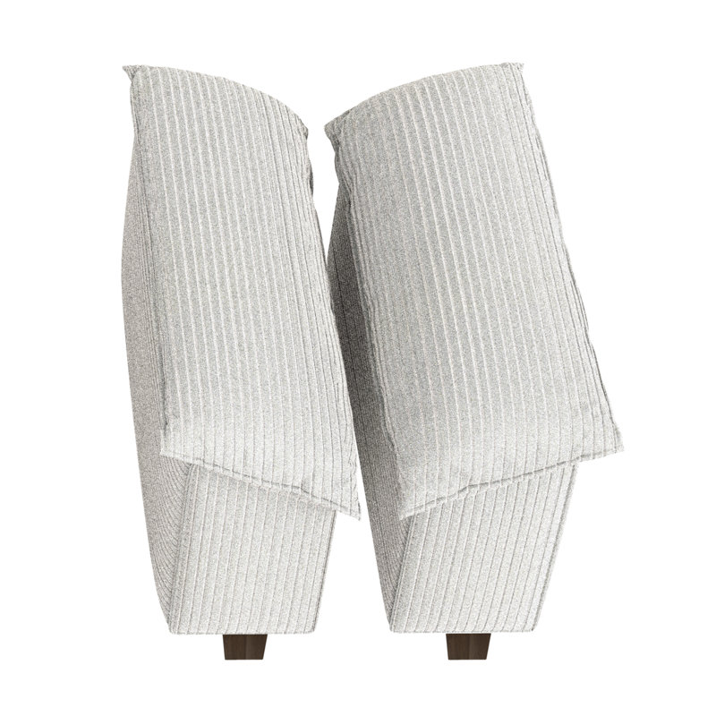 Side Armrest Module For Accent Chair, White Corduroy