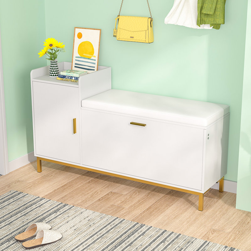 Banc de rangement pour chaussures Molaire, Blanc