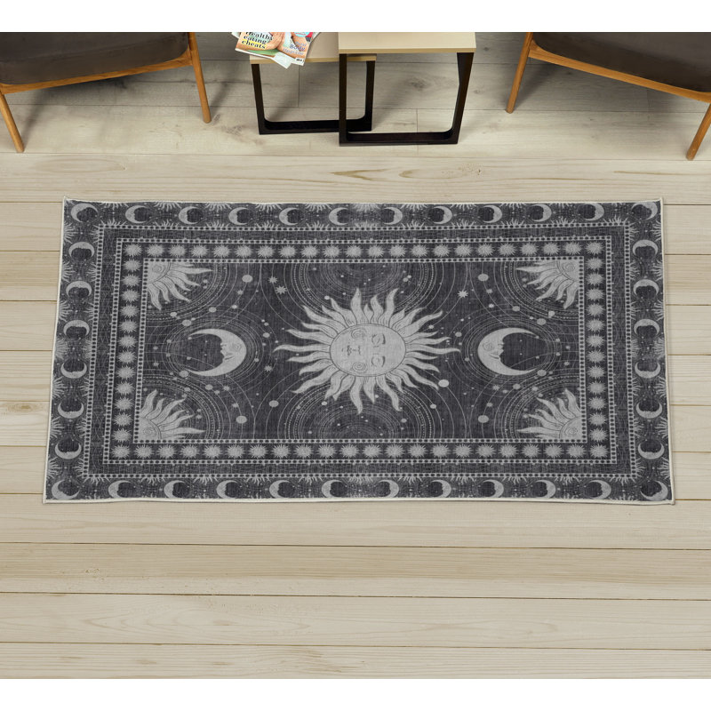 Manac Sun and Moon High Density Long Fiber Poly Threads Decorative Area Rug Carpet, Rectangle 2'3" x 3'9"