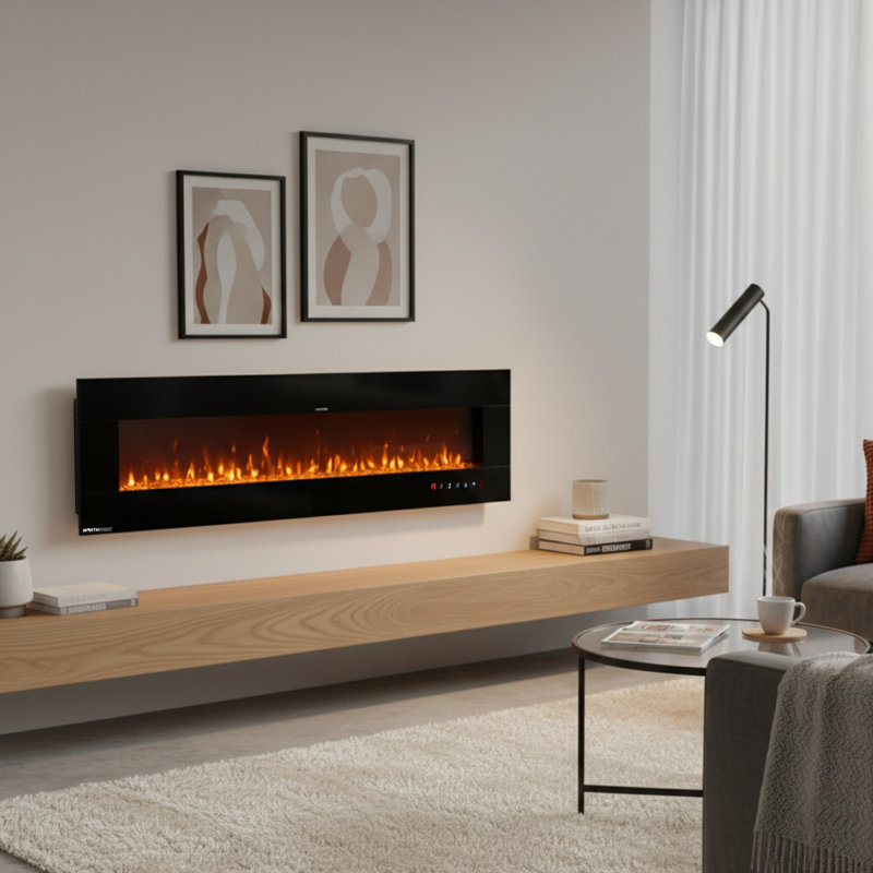 Northwest Electric Fireplace With Speakers, 20.47" H x 72" W x 4.28" D