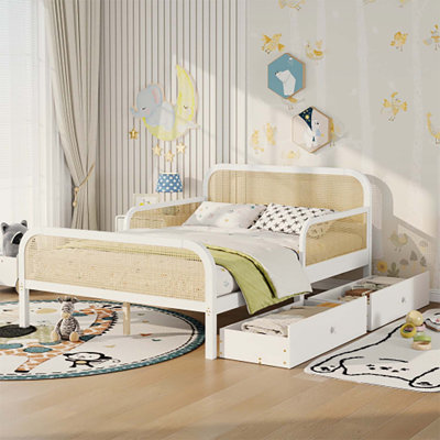 Platform Bed with 2 Storage Drawers,Headboard and Footboard