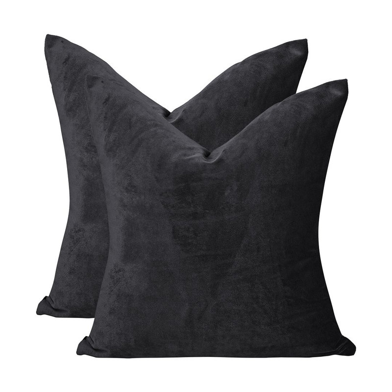 Matte Velvet Cushion Cover - 1 Pc, 61cm x 61cm, Charcoal
