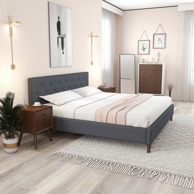 Lit plateforme très grand Graceville, gris, Grand