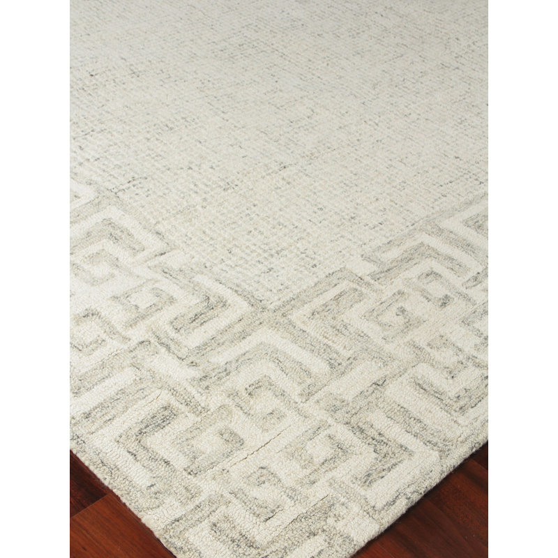 Caprice Oriental Handmade Wool Aqua Area Rug, Taupe/Ivory, Rectangle 12' x 15'