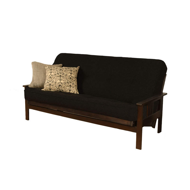 Johnte Full-Size Futon Frame and Full-Size Innerspring Mattress, Espresso, Canton Black, Innerspring