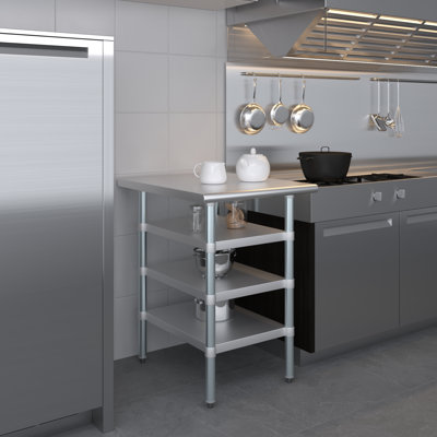 Stainless Steel Table With Three Undershelves