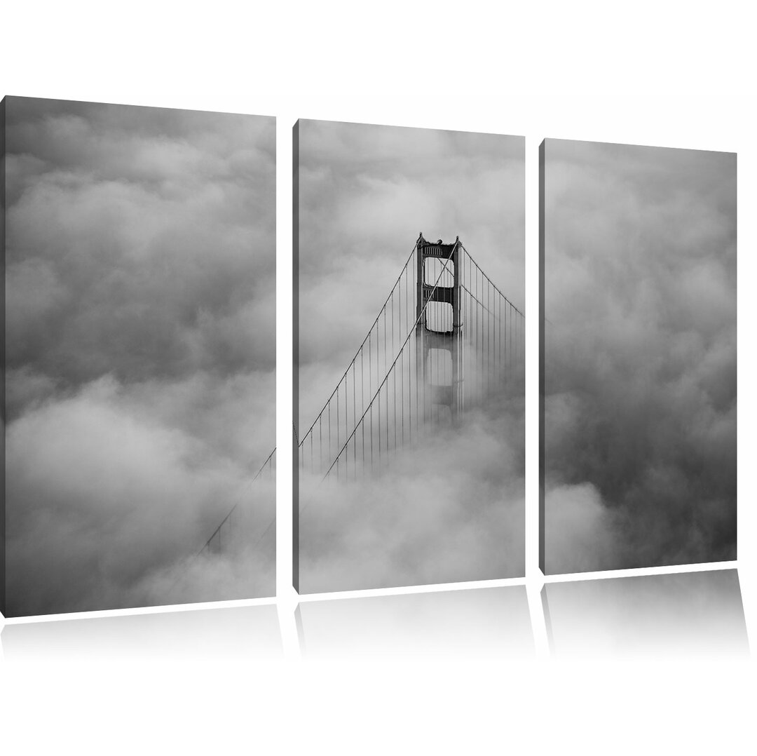 3-tlg. Leinwandbilder-Set â€žGolden Gate Bridge Ã¼ber den Wolkenâ€œ, Fotodruck