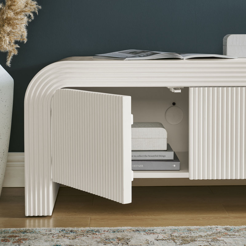 Waterflute 68" Fluted TV Stand, Ivory